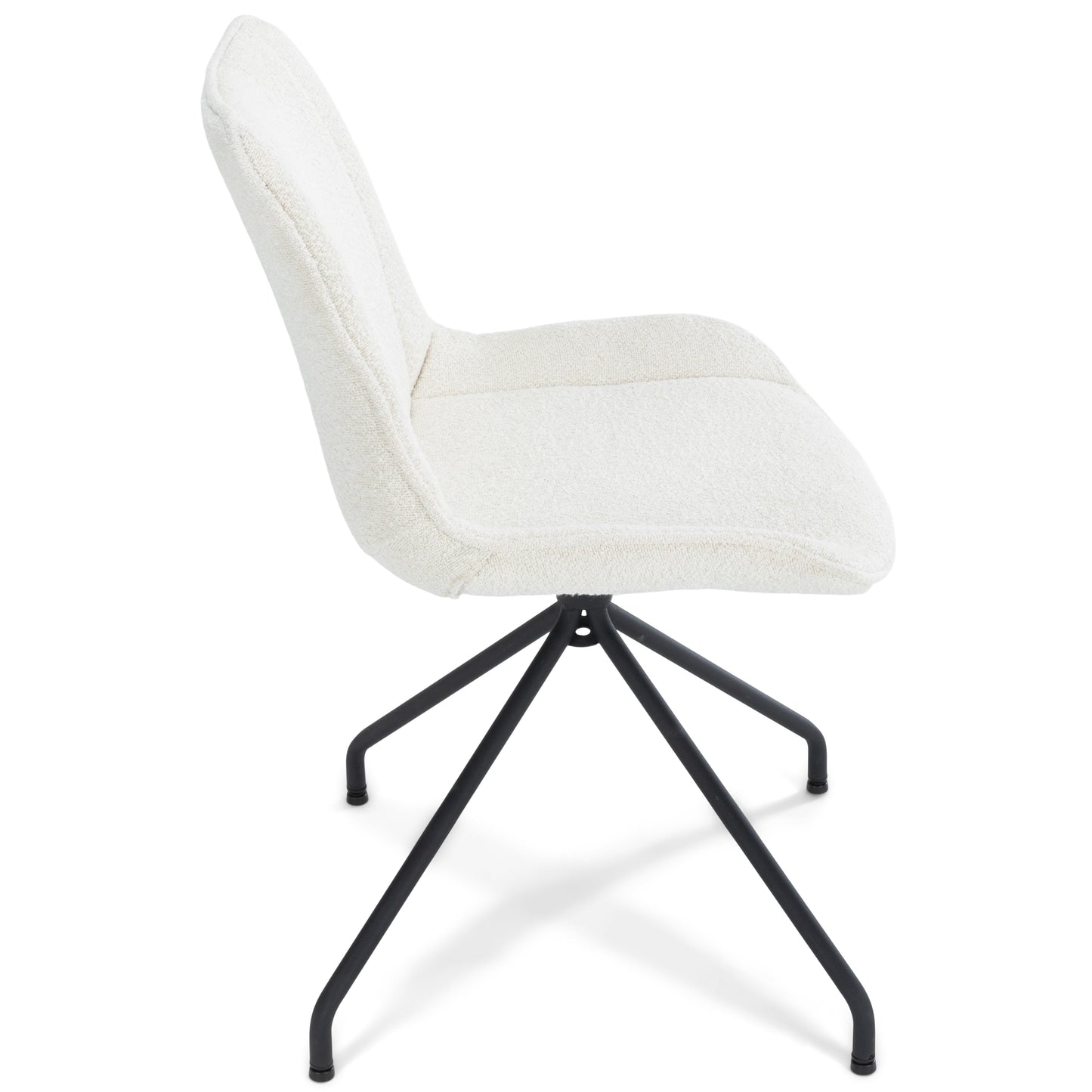 Maja - Chaise de salle à manger en bouclette blanche avec rotation à 360 degrés