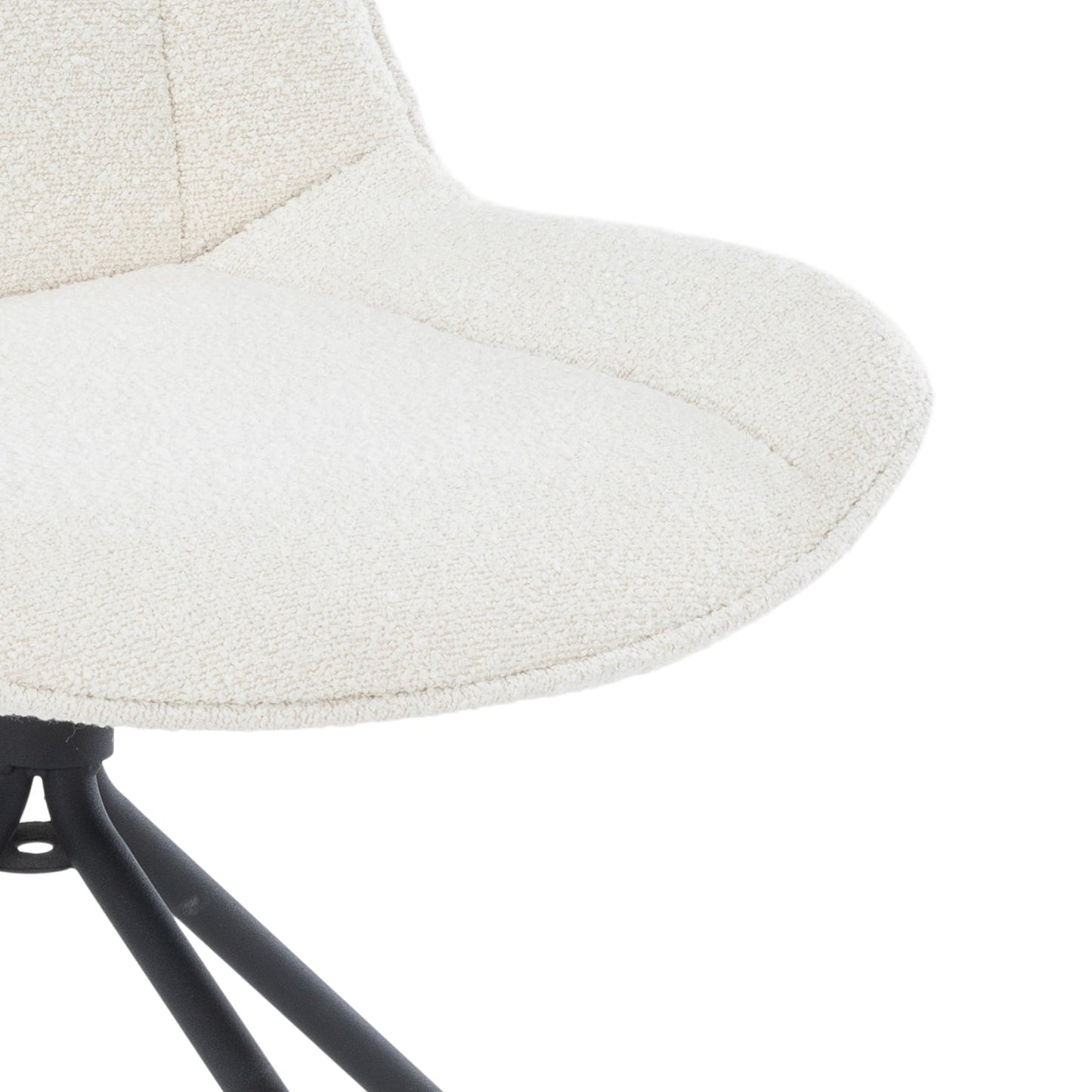 Maja - Chaise de salle à manger en bouclette blanche avec rotation à 360 degrés