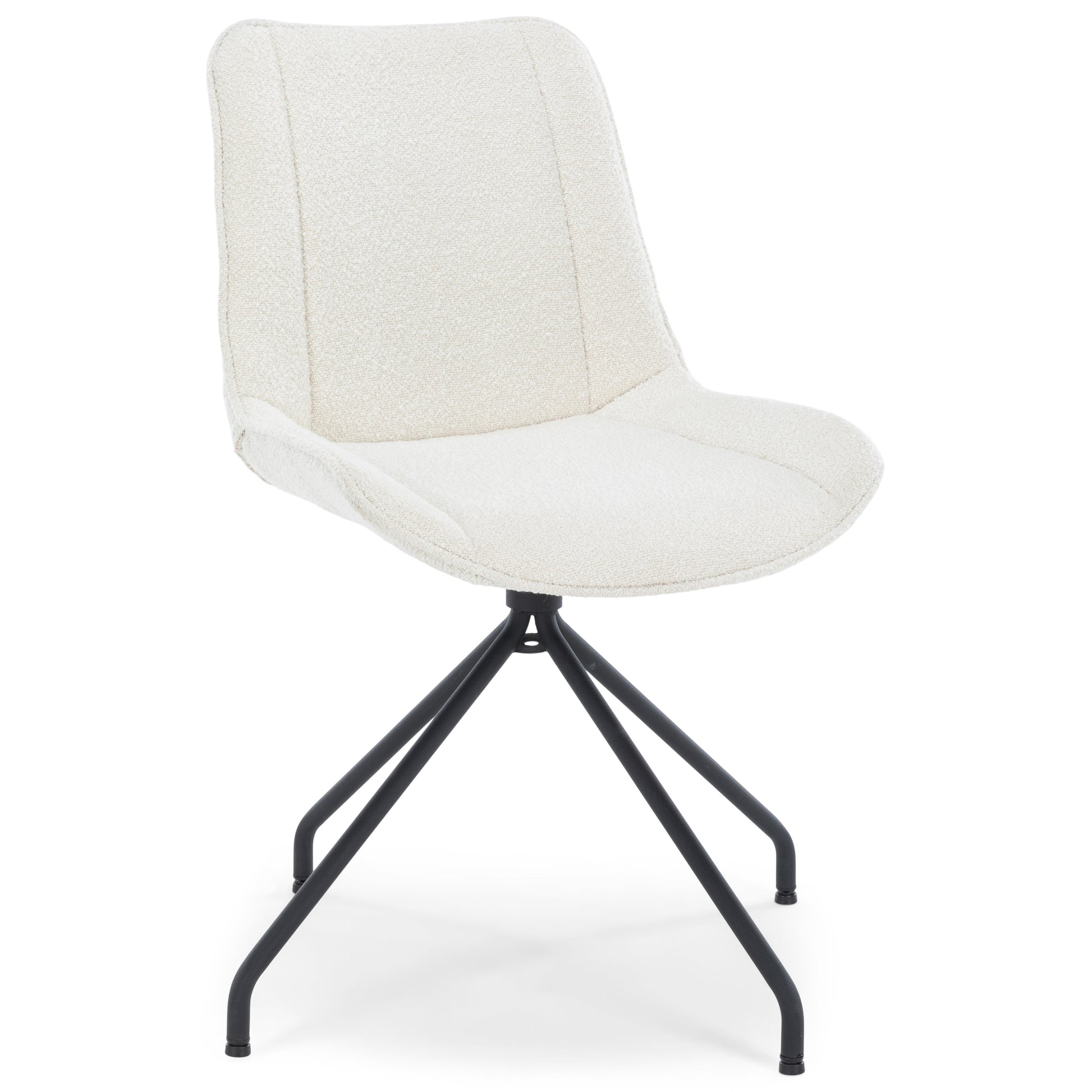 Maja - Chaise de salle à manger en bouclette blanche avec rotation à 360 degrés
