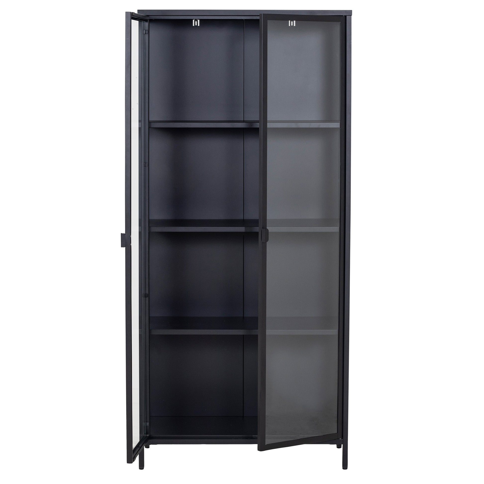 Herman - Vitrine en métal noir/verre 80 x 40 x 180 cm