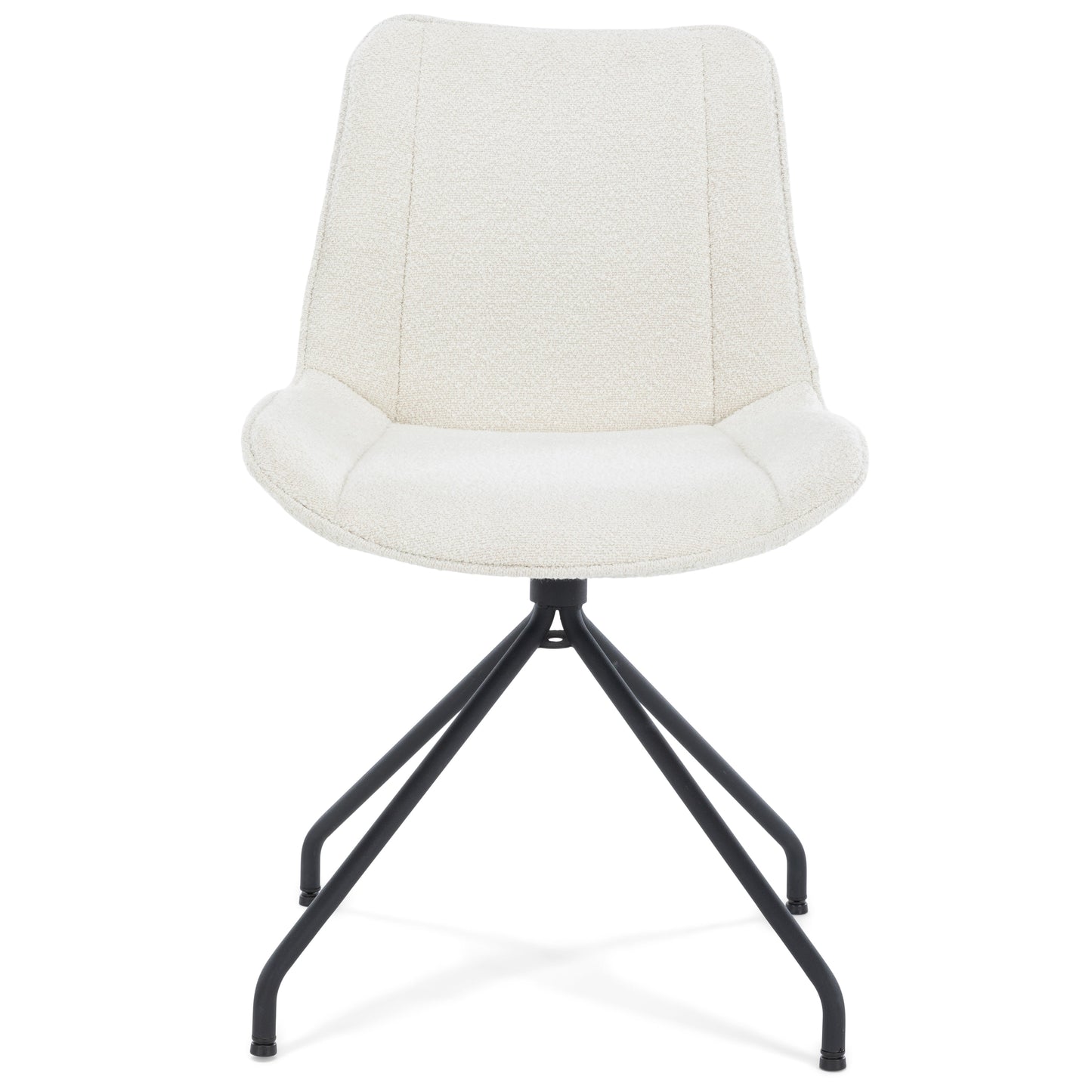 Maja - Chaise de salle à manger en bouclette blanche avec rotation à 360 degrés