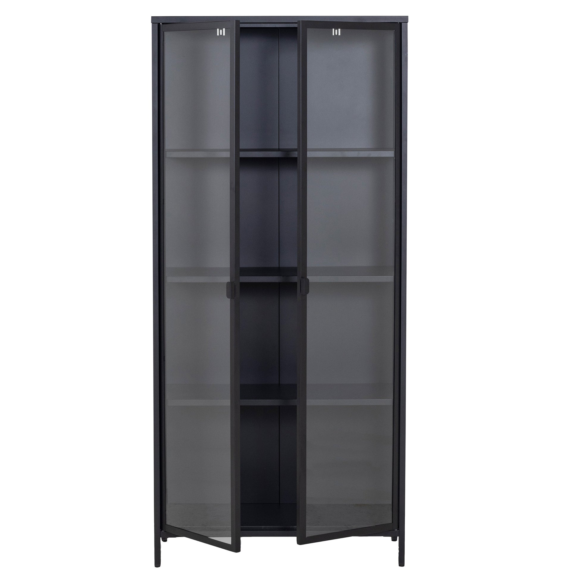 Herman - Vitrine en métal noir/verre 80 x 40 x 180 cm