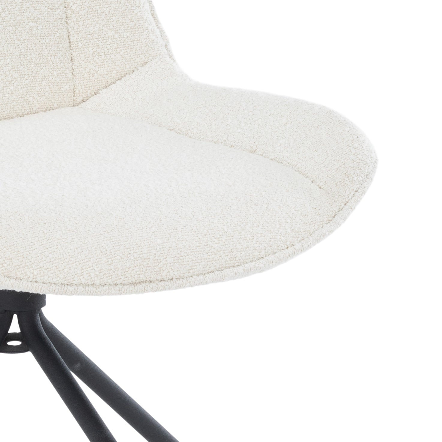 Maja - Chaise de salle à manger en bouclette blanche avec rotation à 360 degrés